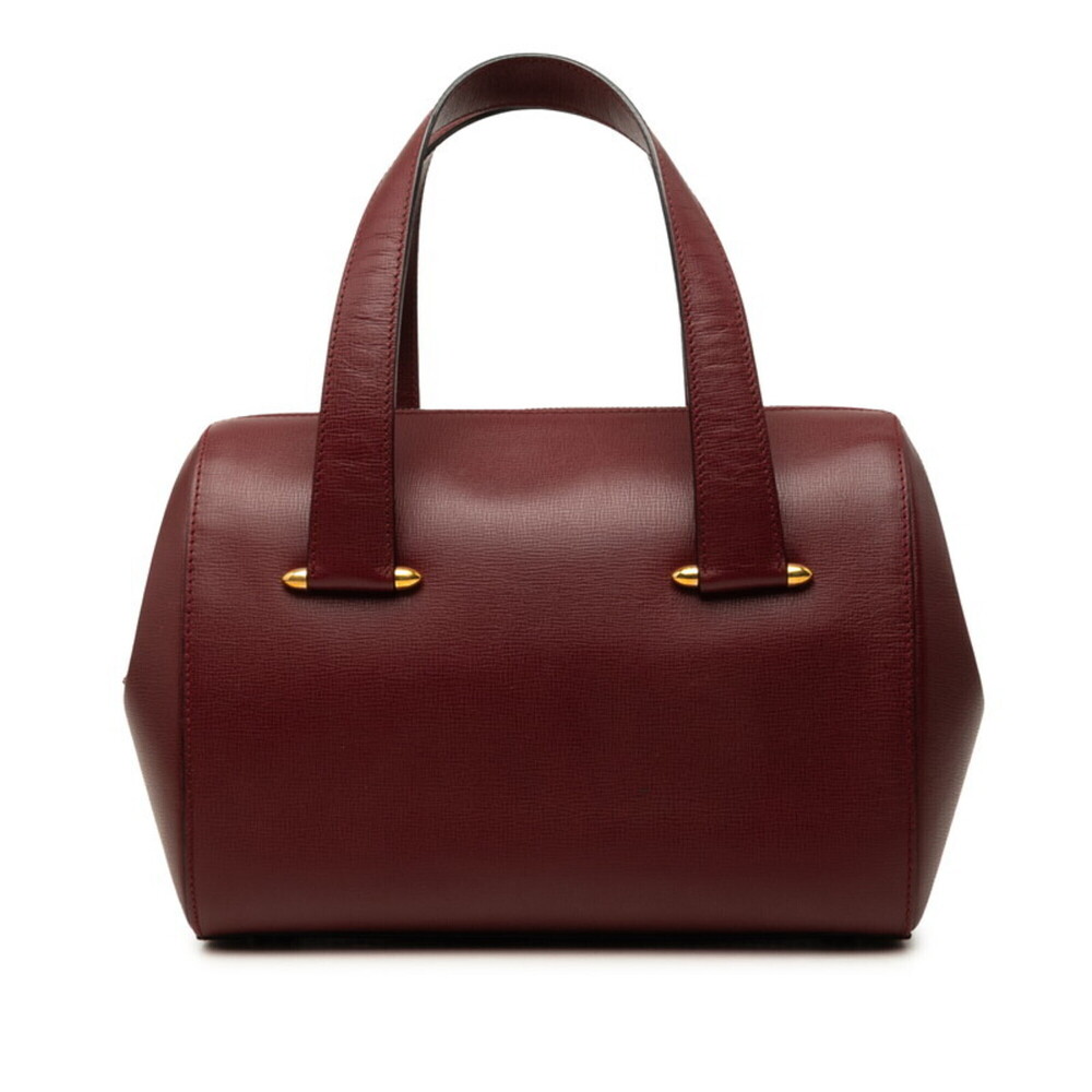 Cartier Must Line Boston Bag Handbag Wine Red Bordeaux Leather Women's CARTIER